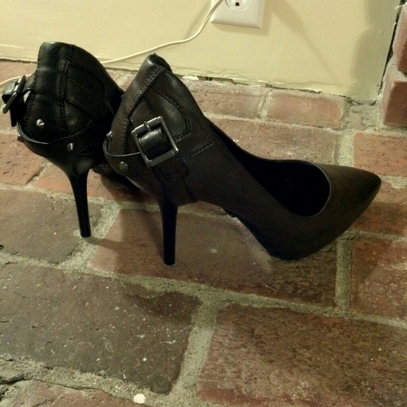 Brown/silver buckle and studded heals