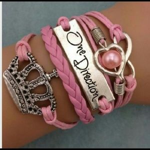 Infinity bracelet pink pearl one direction crown