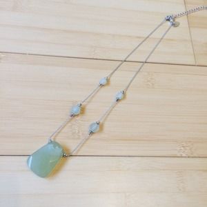 Green jade and silver necklace