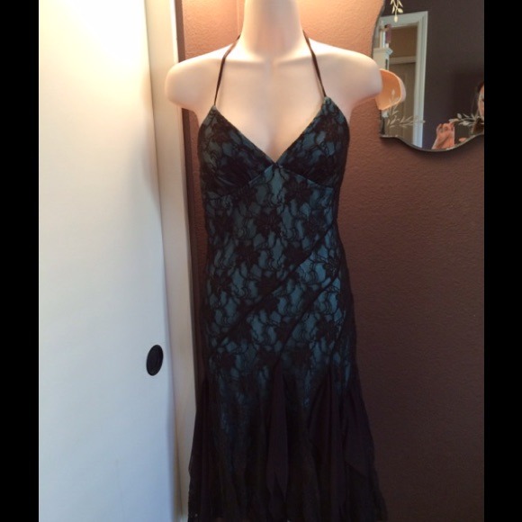 Turquoise/brown lace dress Only worn once! - Picture 1 of 4