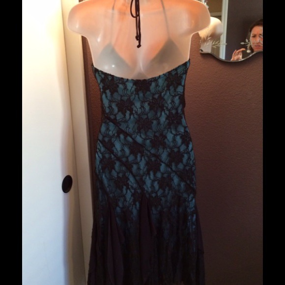 Turquoise/brown lace dress Only worn once! - Picture 3 of 4