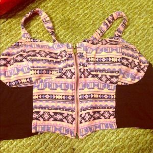 💖pink and purple crop top with cutout back