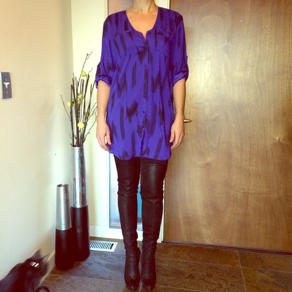 Royal purple & black tunic top