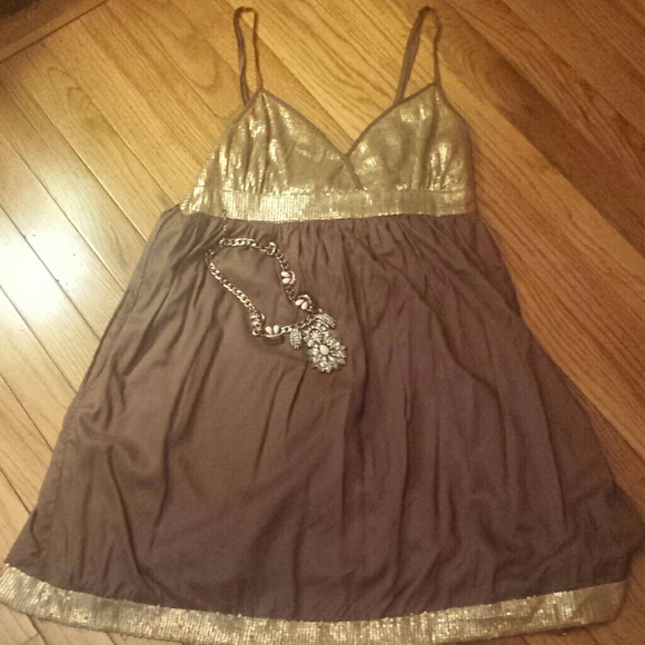 Super cute brown and gold dress
