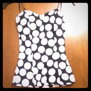 Strapless polka dot top