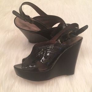Joan & David Avery Black Patent Wedges
