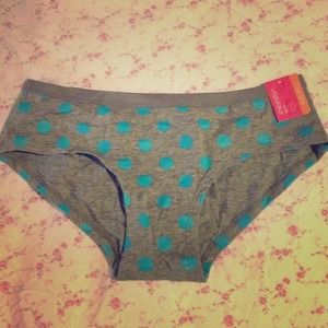NWT Grey and blue polka dot hipster underwear