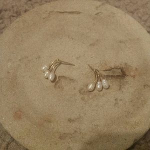 Pearl and gold earrings