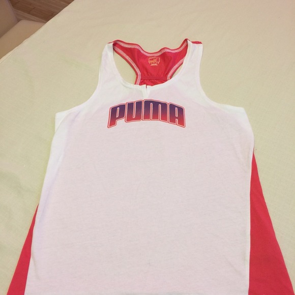 Puma t back white and hot pink top - Picture 1 of 3