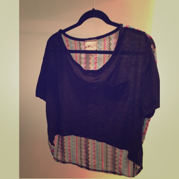 Pink Rose Black and Chevron Loose Crop- CUUUTE!