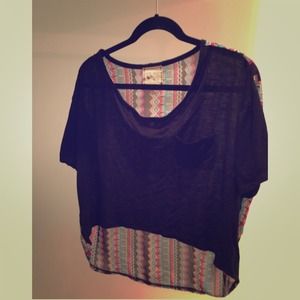 Pink Rose Black and Chevron Loose Crop- CUUUTE!