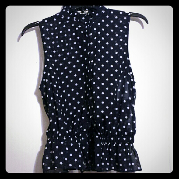 Sheer navy polka-dot