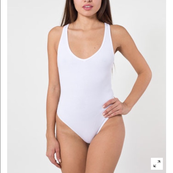 American Apparel White tank Thong Bodysuit - Picture 1 of 4