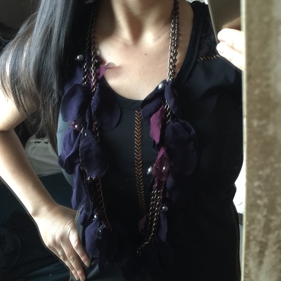 🌹 Lanvin Flower Petals and Amethyst Long Necklace - Picture 3 of 4