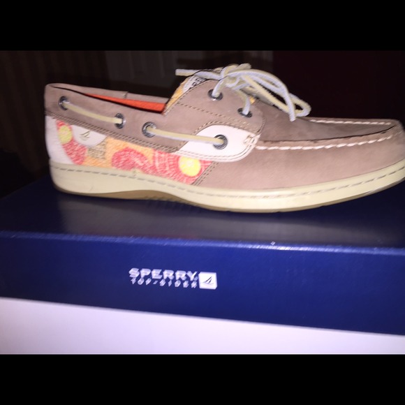 Sequined orange pink Sperrys