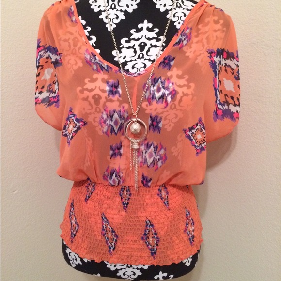 Sheer fluorescent blouse