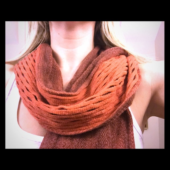 Orange ombré sweater fringe scarf