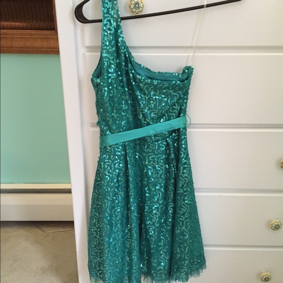 Teal one strap sequin dress - Picture 2 of 4