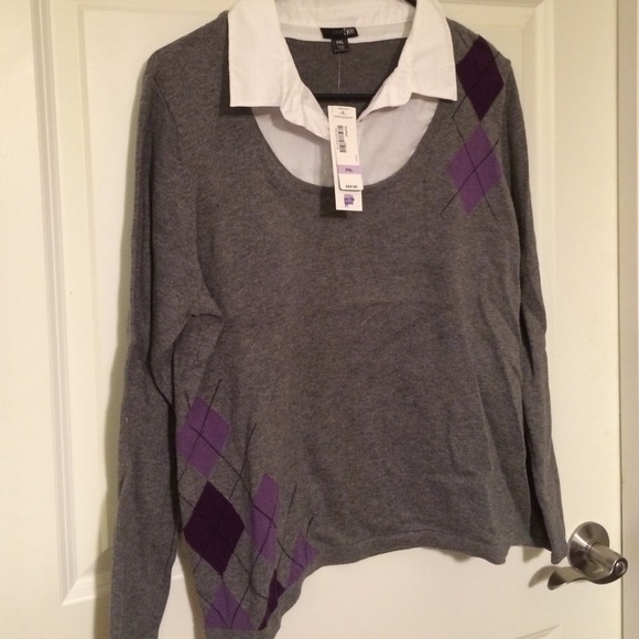 Grey sweater with collar - Picture 1 of 3