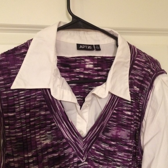 Purple faux sweater vest shirt - Picture 2 of 2