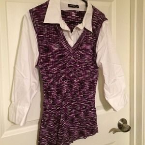 Purple faux sweater vest shirt