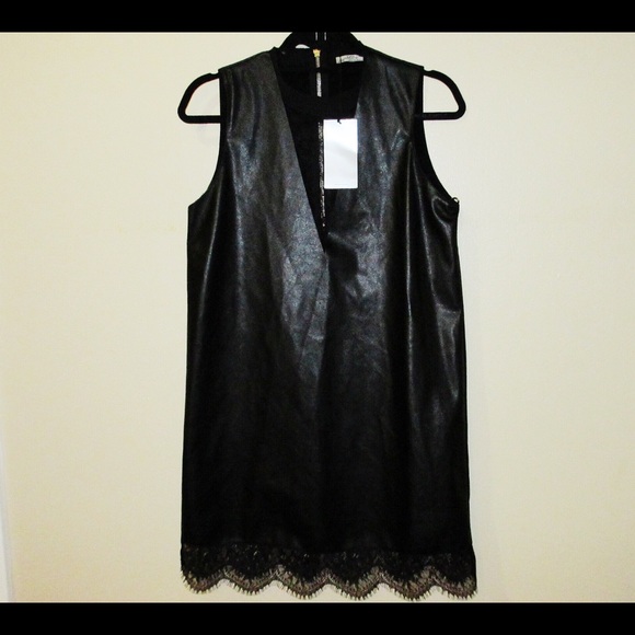 Zara Faux Leather+Lace Dress