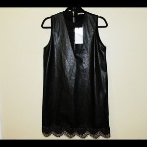 Zara Faux Leather+Lace Dress
