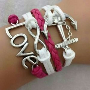 Infinity bracelet pink and white love