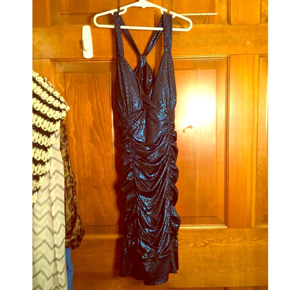 Dark blue and black leopard print dress