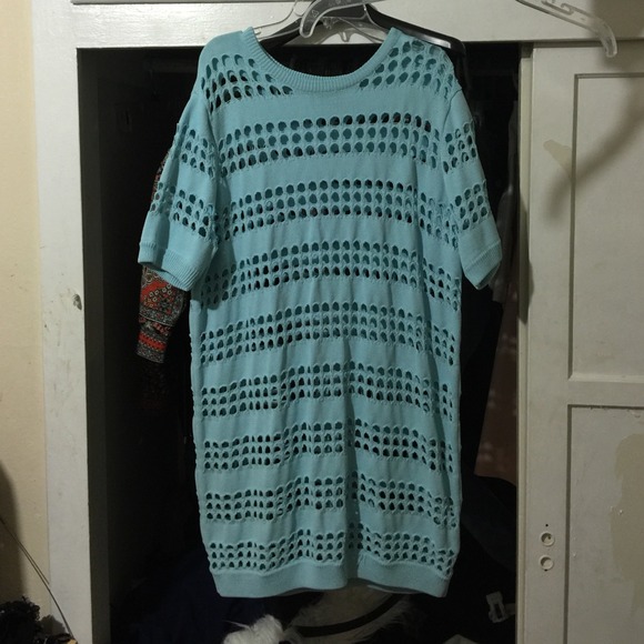 Topshop Light Blue Teal Shift Dress/Tunic Cutouts