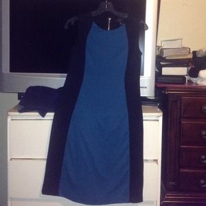 Black with blue dress.