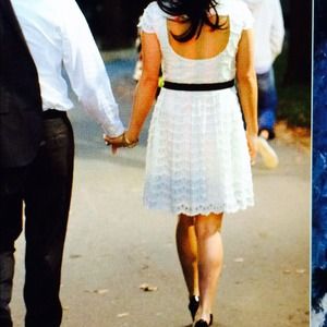 Cream white lace engagement dress