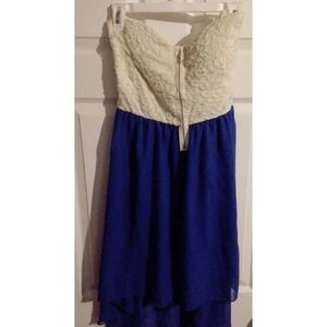 Royal Blue Short Long Dress with Lace