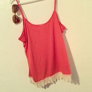 Coral Crochet Trim Tank