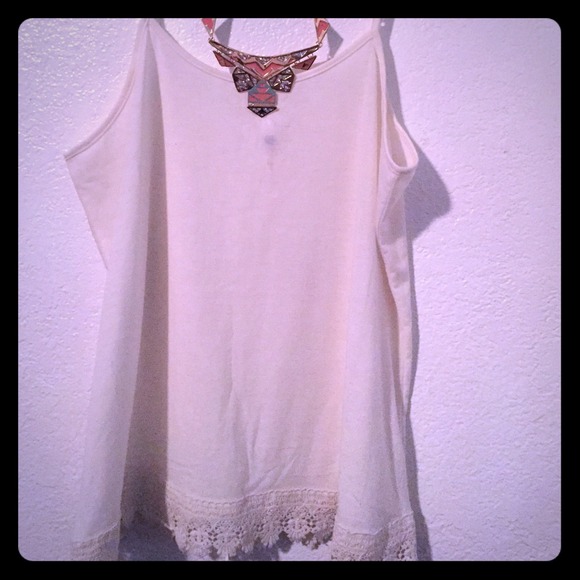 Cream Crochet Trim Tank