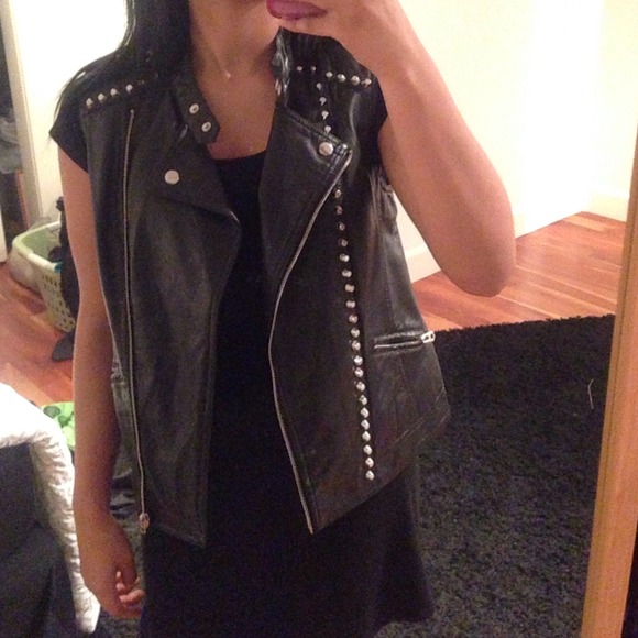 Leather studded vest