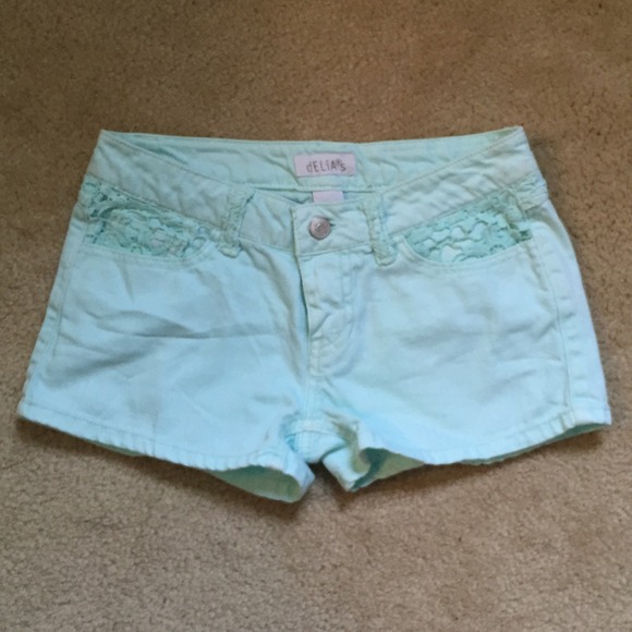 Mint and lace shorts