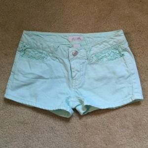 Mint and lace shorts