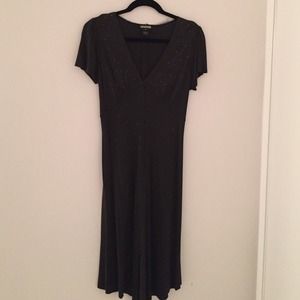 Rozae Nichols brown dress with gold mini studs