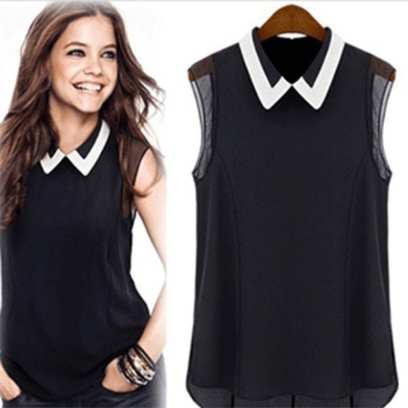 Tops - NWT! Black Chiffon Blouse