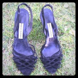 Manolo Blahnik suede sling back sandals  size 39