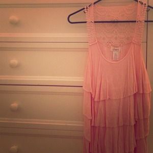 Pink tank top with ruffles