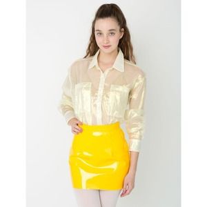 Yellow Shiny Vinyl Skirt