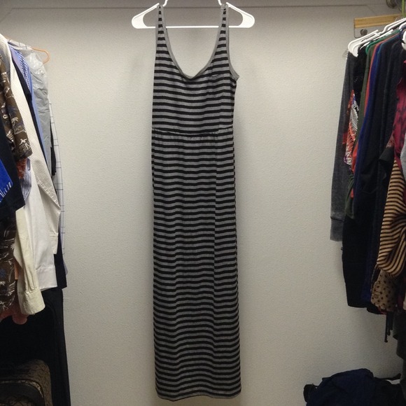 Black and grey striped maxi dress