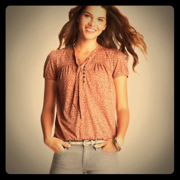 Loft polka dot tie neck tee