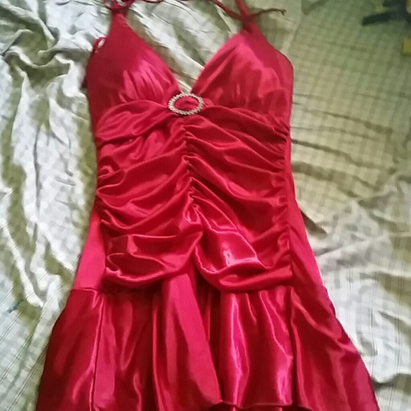 Red halter semi formal dress. Worn once