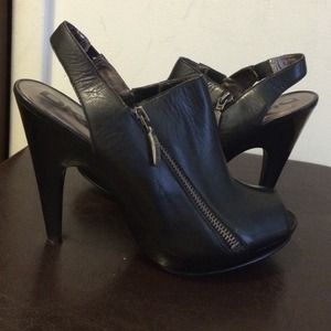 Black DKNY open toe Zelda boots