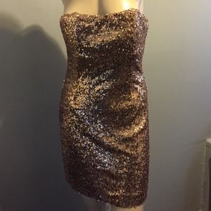Gold sequins strapless dress 25'long