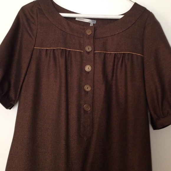 Brown and gold short sleeve dress