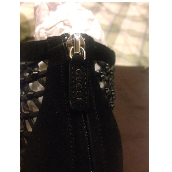 Metallic Leather Weave High Heel Boots - Picture 3 of 4